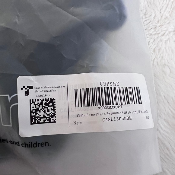 Cupshe Black Wrap Waist High Cut One Piece Swimsuit CASL1305BB Size Medium NWT - Picture 10 of 11